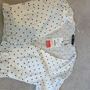 Zara White Polka Dot Blouse